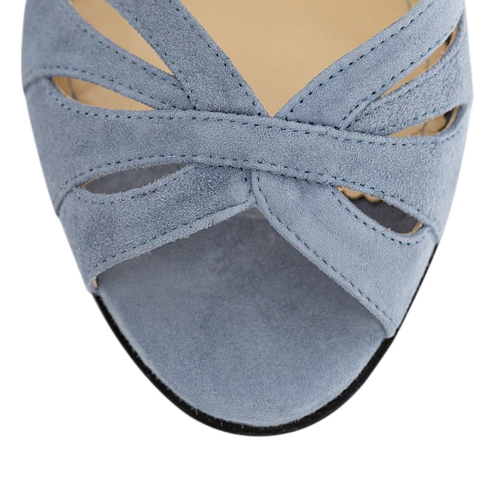 Sandale dama Guvan model 1486 piele velur albastru