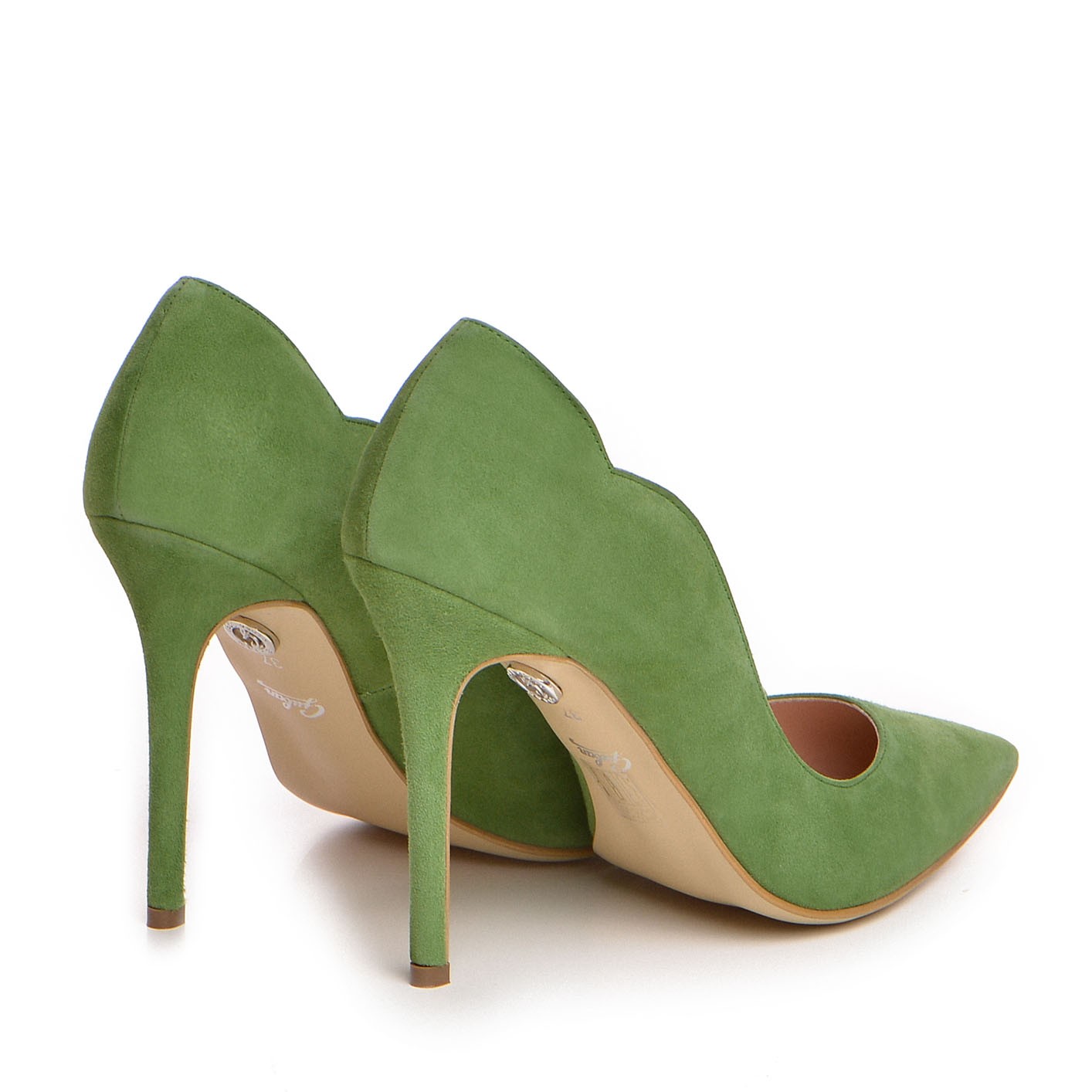 Pantofi dama Guvan model 1250 piele velur verde