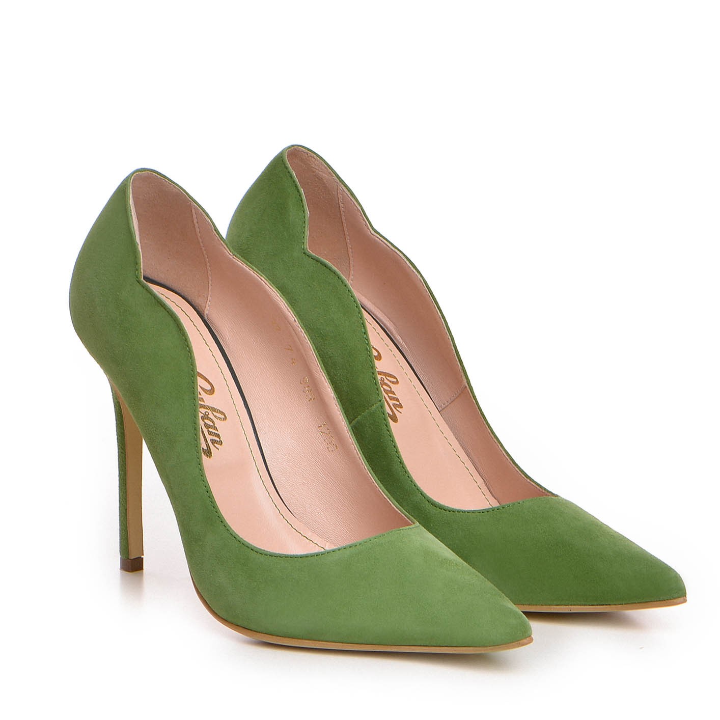 Pantofi dama Guvan model 1250 piele velur verde