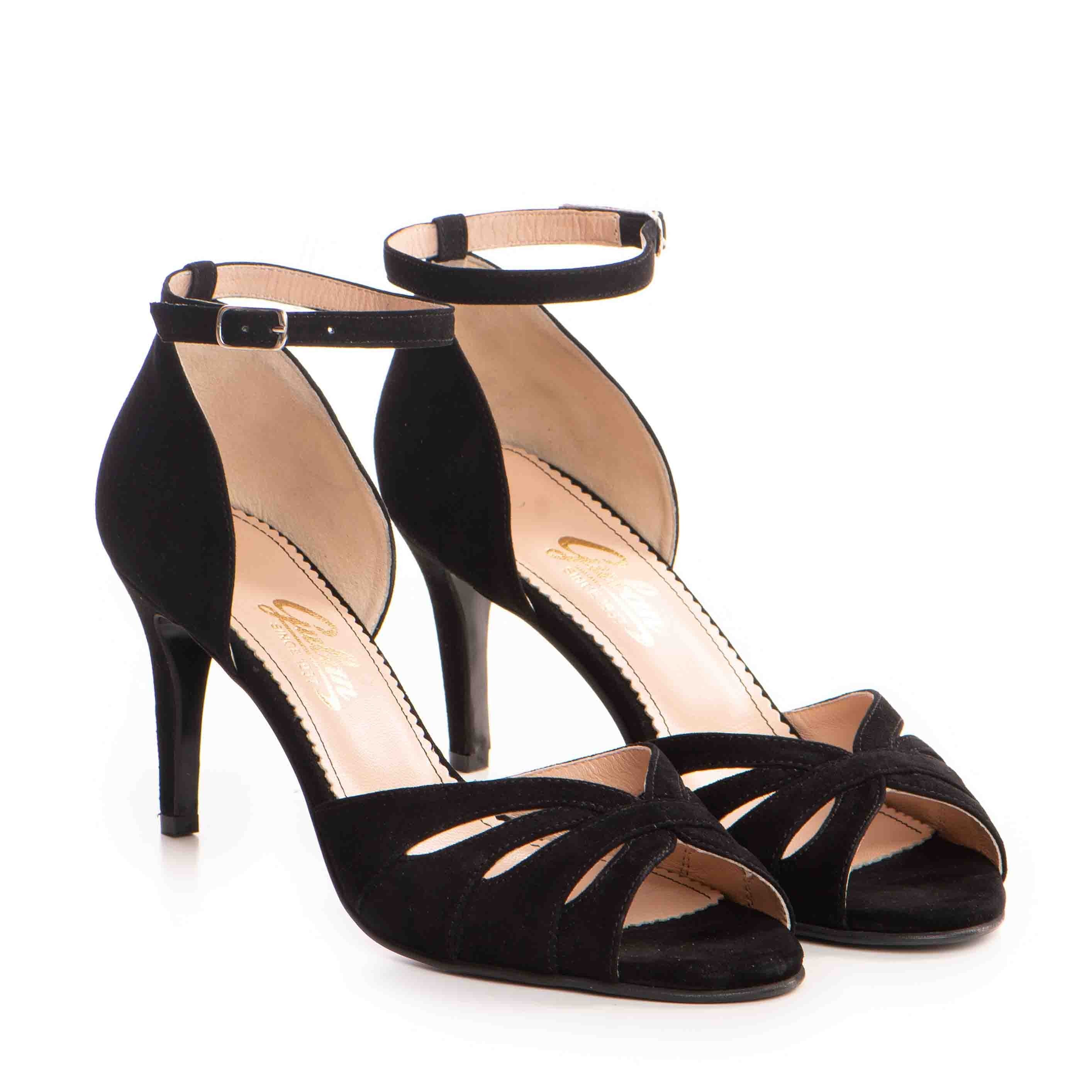 Sandale dama Guvan model 1486 piele velur negru