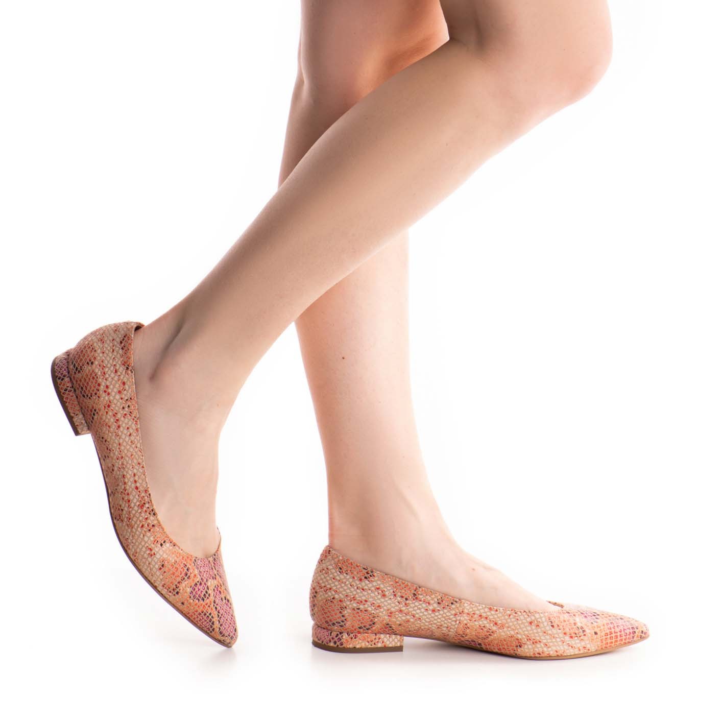 Balerini Guvan model 3628 piele naturala nappa animal print portocaliu