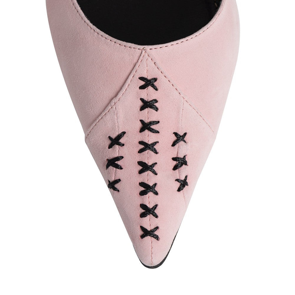 Pantofi dama Guvan model 1533 piele velur roz