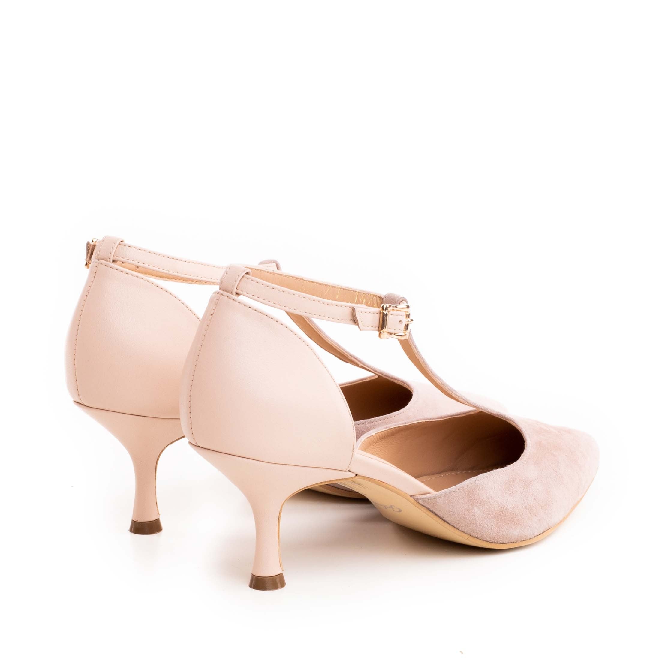 Pantofi dama Guvan model 1472 nappa nude/velur bej