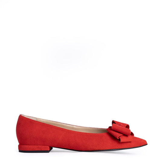 Balerini dama Guvan model 3608 piele velur rosu