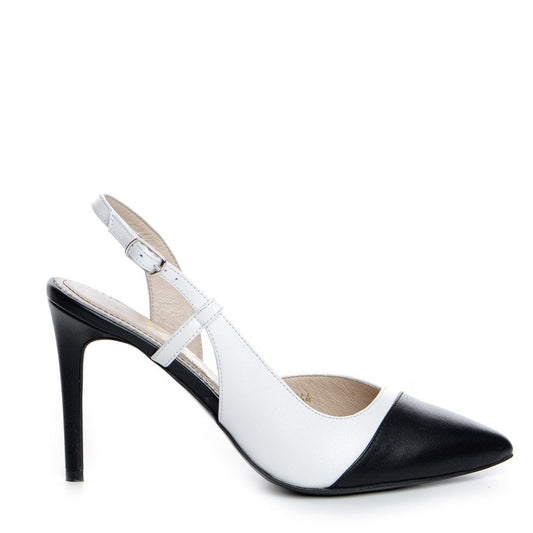 Pantofi dama Guvan model 1344 nappa alb/nappa negru