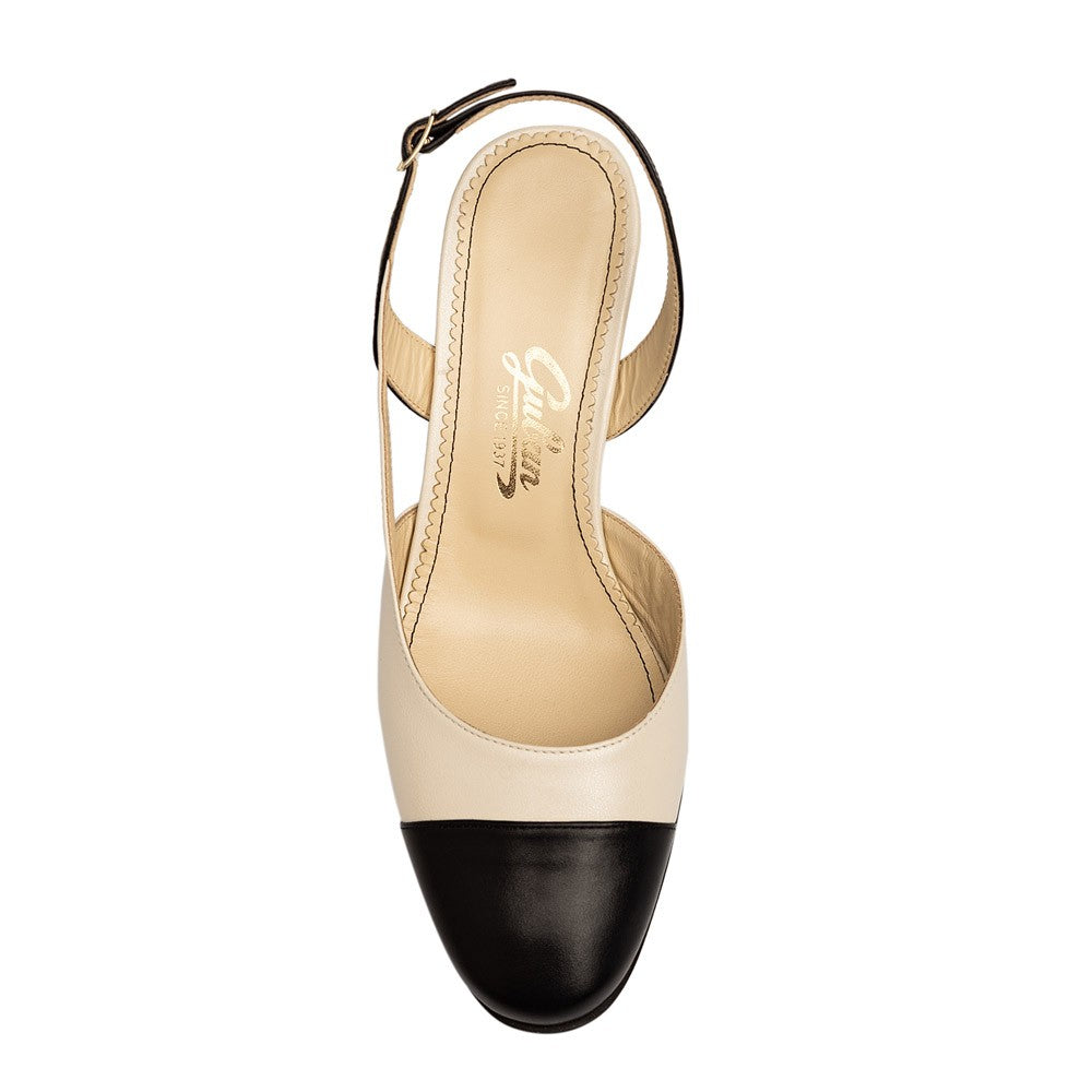 Pantofi dama Guvan model 3639 piele nappa crem/nappa negru
