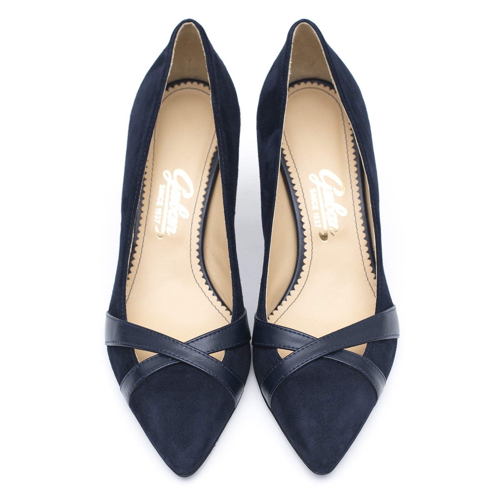 Pantofi dama Guvan model 1253 velur bleumarin/nappa bleumarin