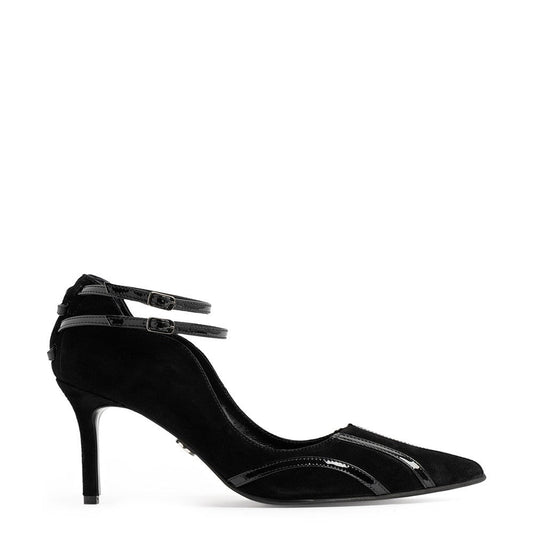 Pantofi dama Guvan model 1527 piele velur negru-lac negru