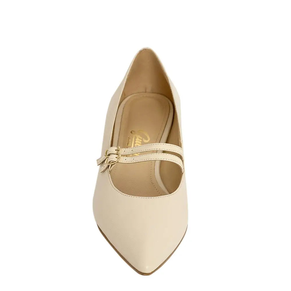 Balerini Guvan model 3645 piele naturala nappa crem - lac crem