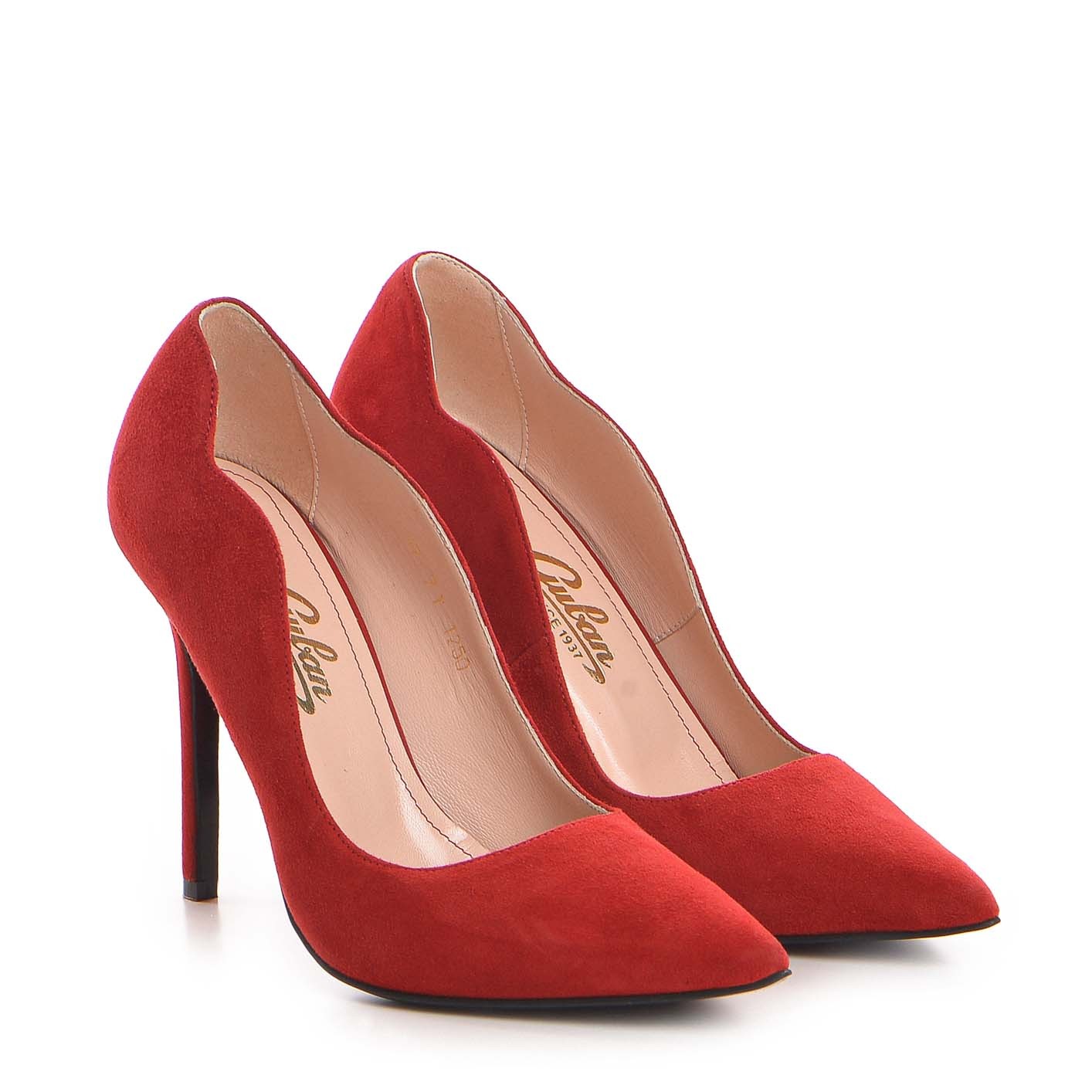 Pantofi dama Guvan model 1250 piele velur rosu