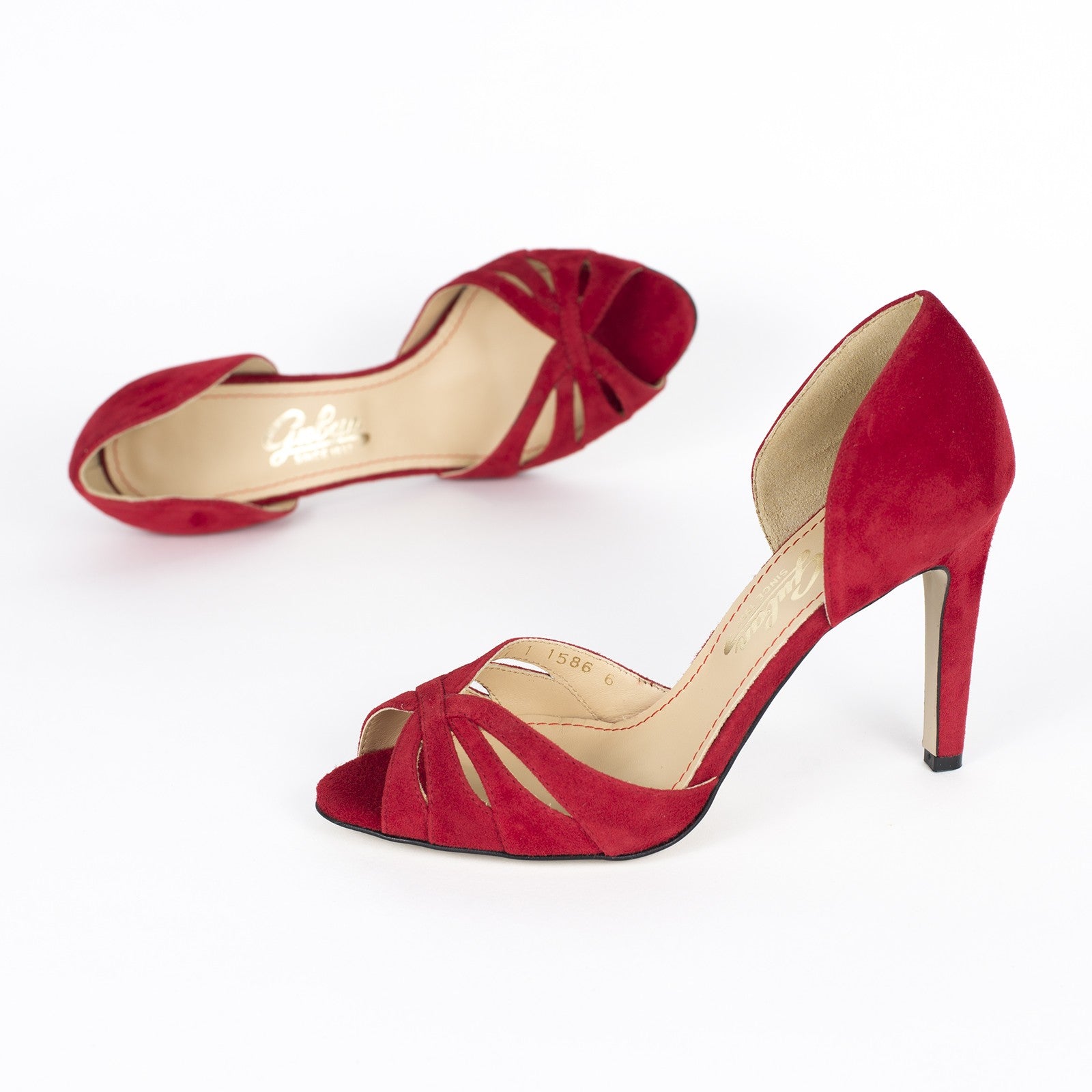Pantofi dama Guvan model 1586 piele velur rosu