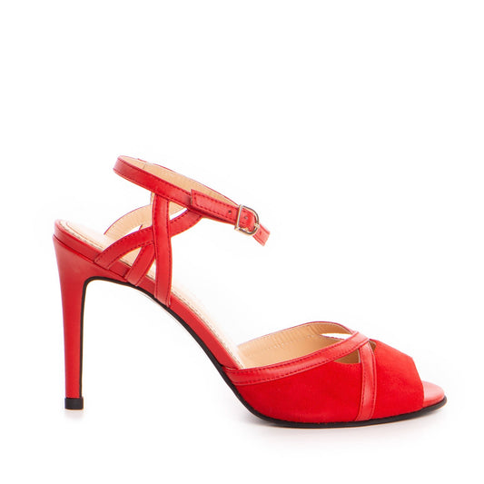 Sandale dama Guvan model 1390 nappa rosu/velur rosu