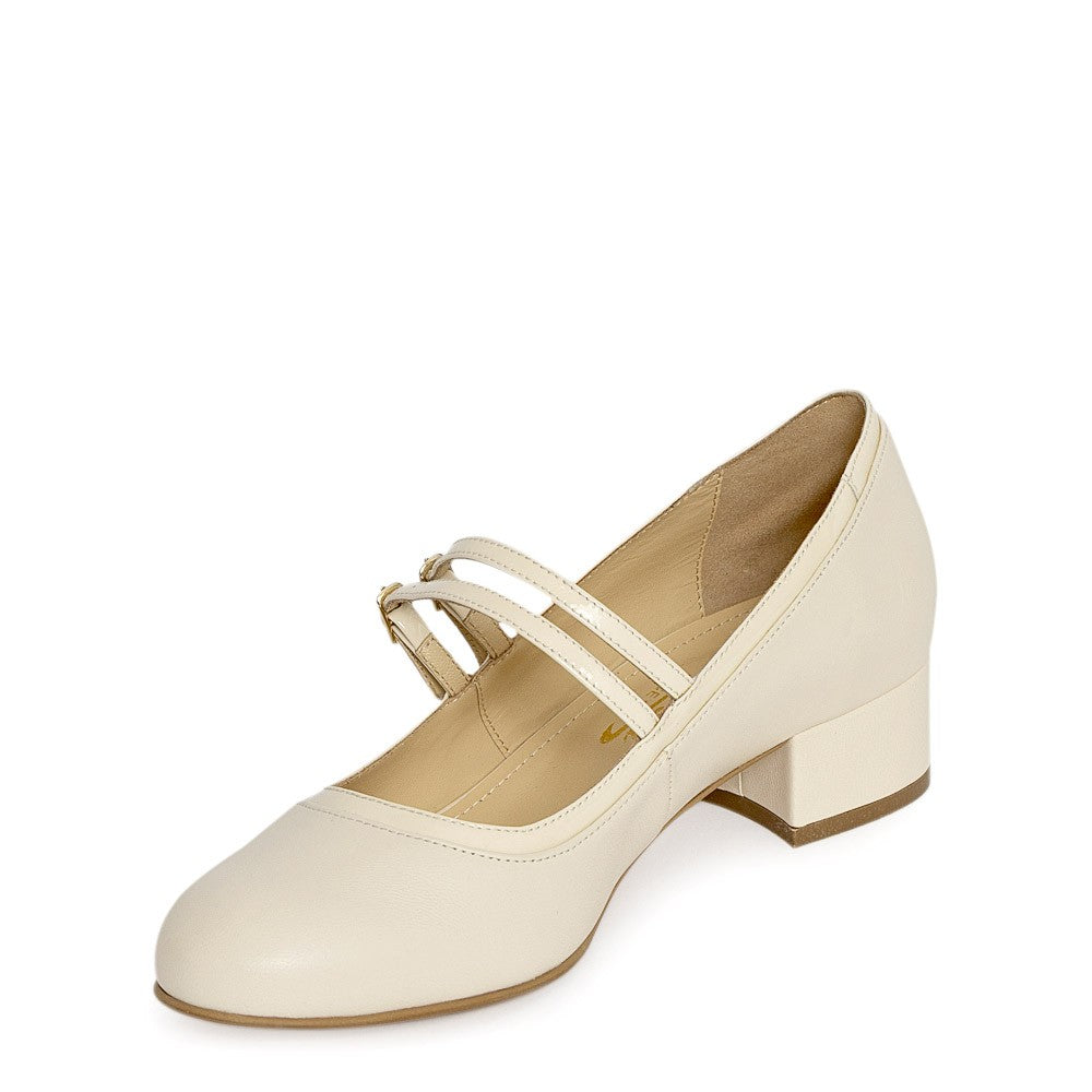 Pantofi dama Guvan model 3643 piele nappa crem/lac crem