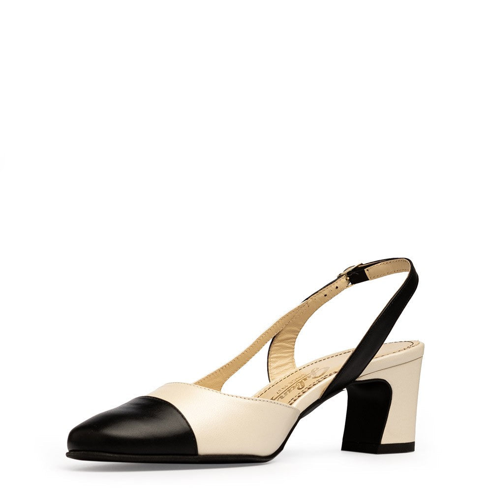 Pantofi dama Guvan model 3639 piele nappa crem/nappa negru