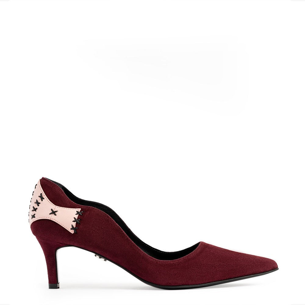 Pantofi dama Guvan model 1534 piele velur bordo-nappa roz
