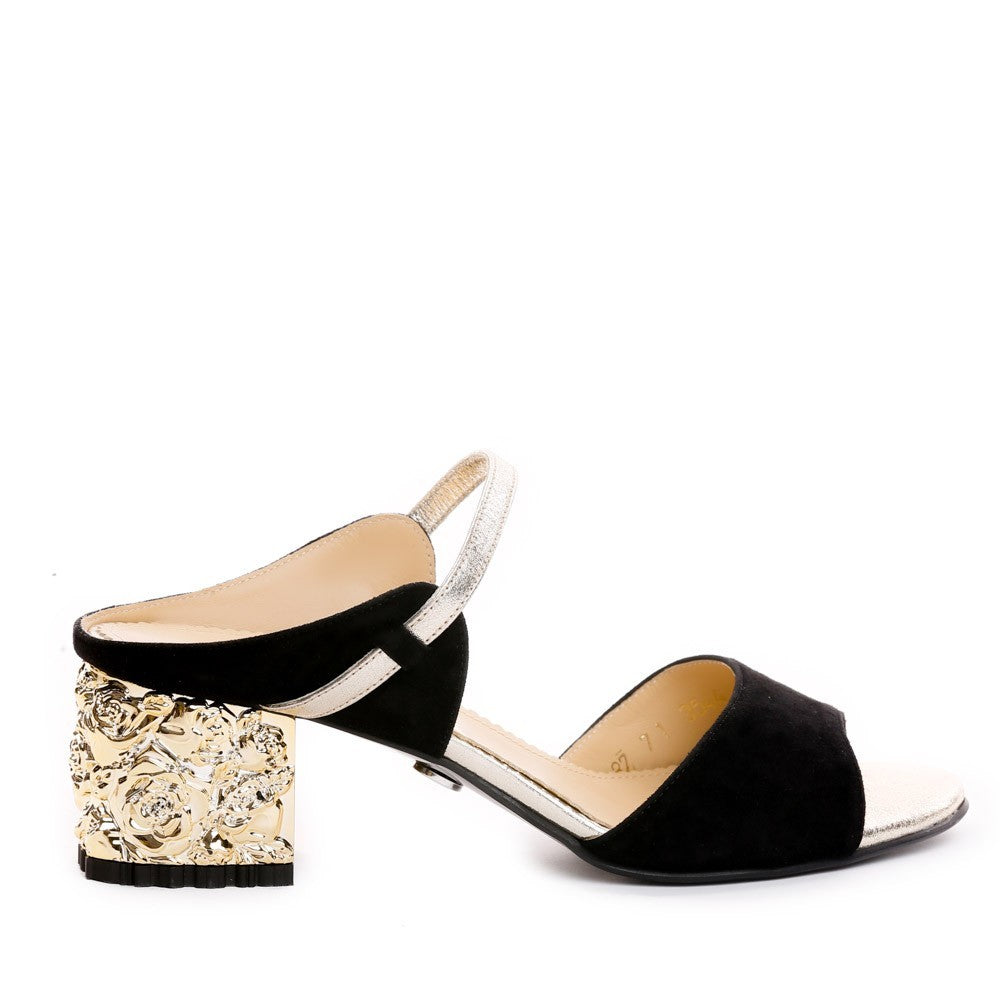 Saboti dama Guvan model 3544 velur negru/nappa kristal auriu