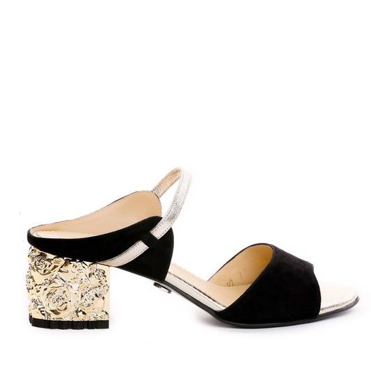 Saboti dama Guvan model 3544 velur negru/nappa kristal auriu