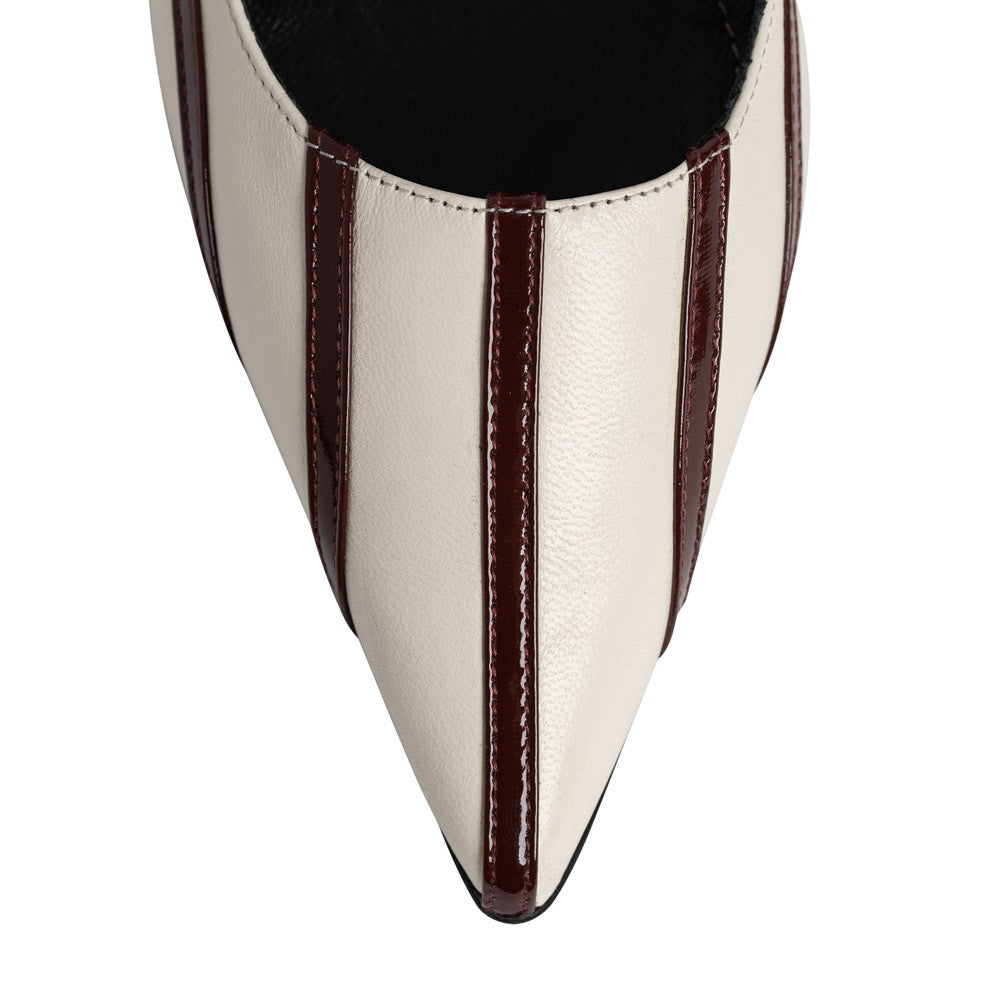 Pantofi dama Guvan model 1535 piele nappa crem-lac bordo
