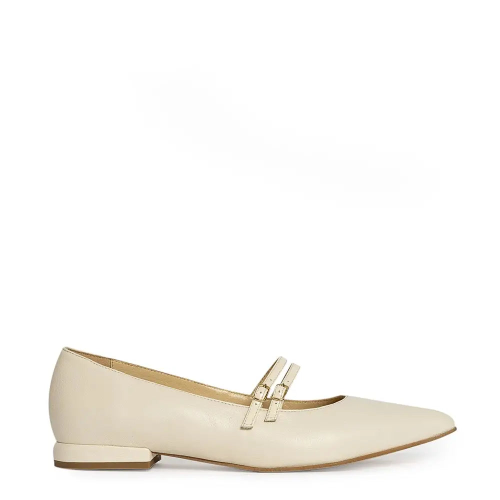 Balerini Guvan model 3645 piele naturala nappa crem - lac crem