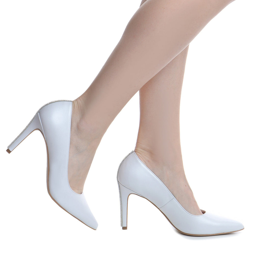 Pantofi mirese Guvan model 1368 nappa alb perlat
