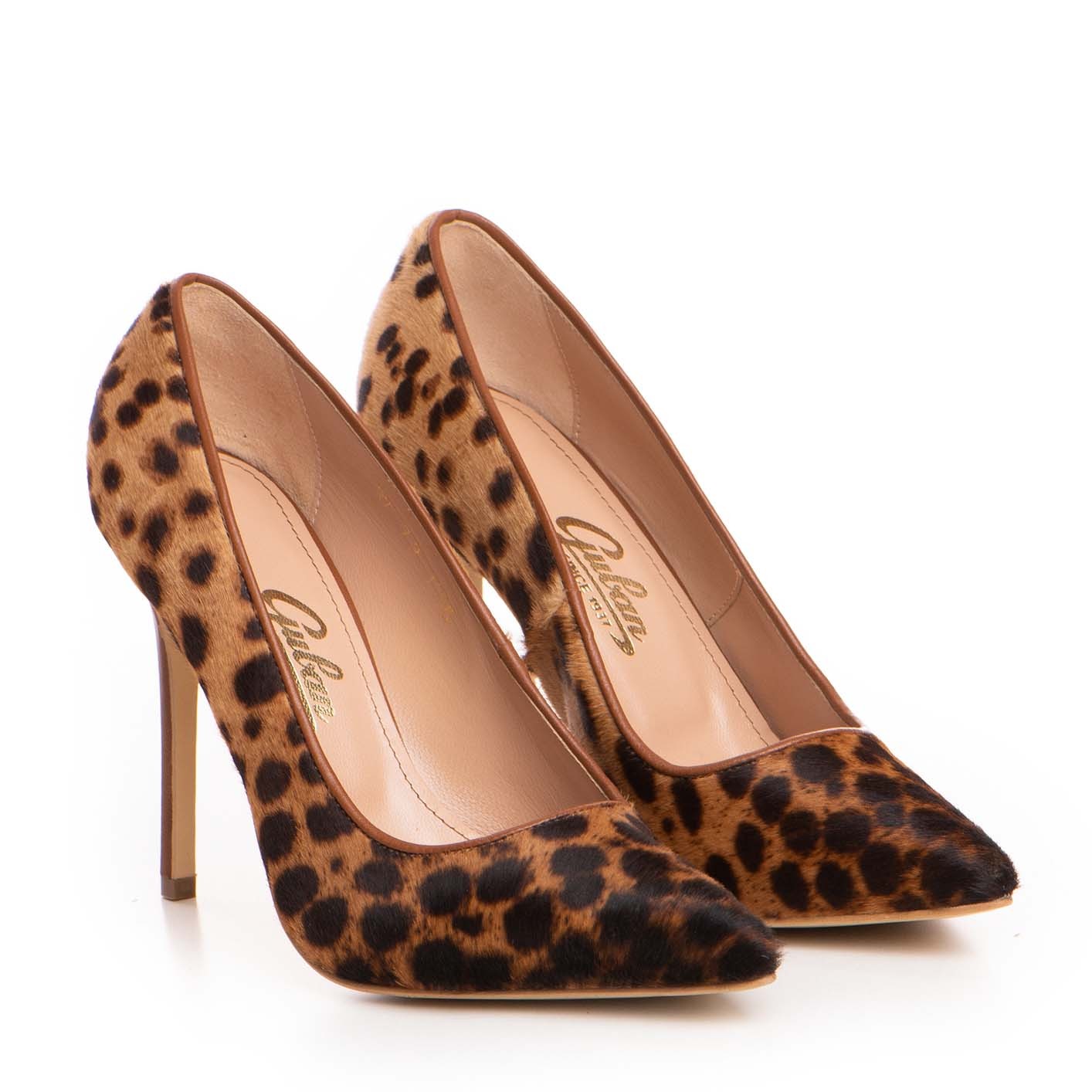Pantofi dama Guvan model 1256 ponei animal print/nappa coniac