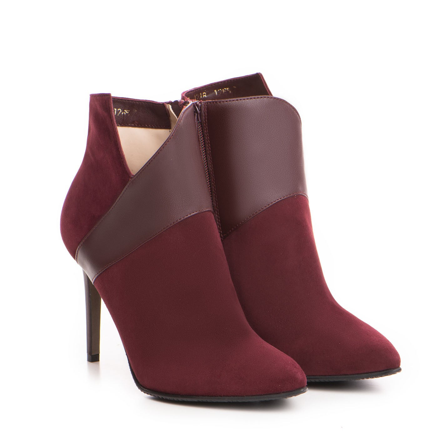 Botine dama Guvan model 1265 velur bordo/nappa bordo