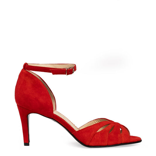 Sandale dama Guvan model 1486 piele velur rosu