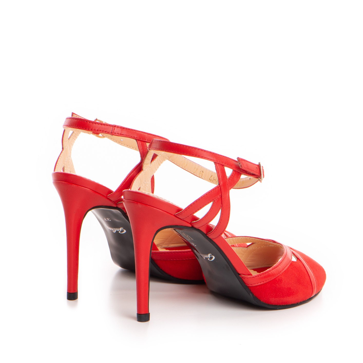 Sandale dama Guvan model 1390 nappa rosu/velur rosu
