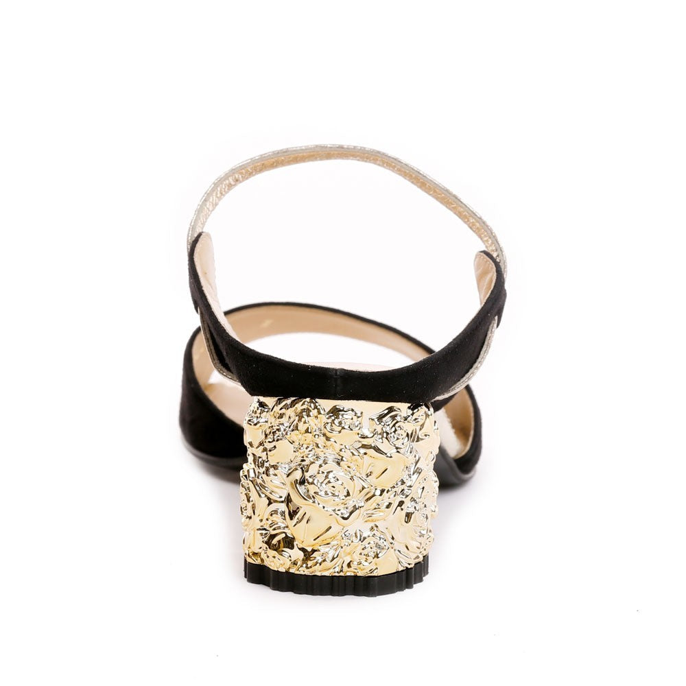 Saboti dama Guvan model 3544 velur negru/nappa kristal auriu