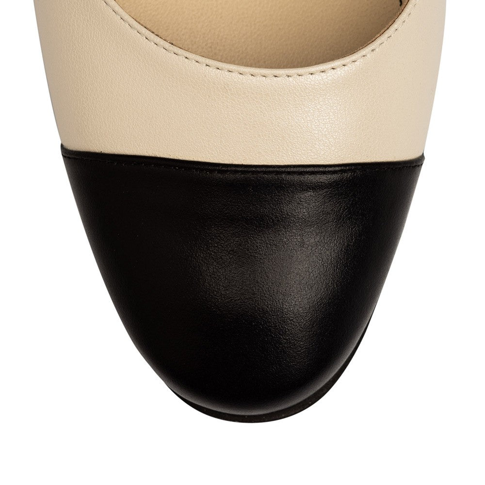Pantofi dama Guvan model 3639 piele nappa crem/nappa negru