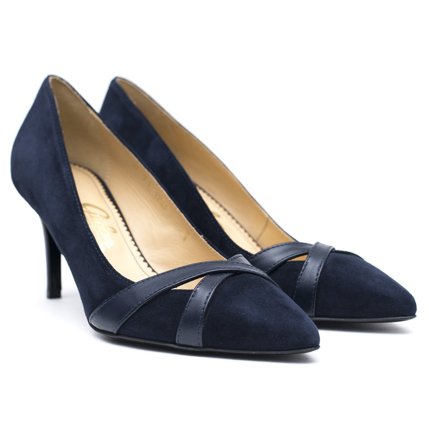 Pantofi dama Guvan model 1253 velur bleumarin/nappa bleumarin
