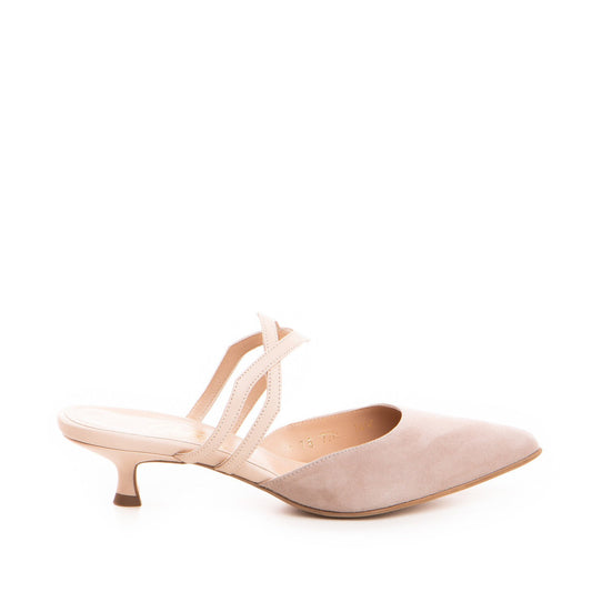 Saboti dama Guvan model 1490 piele nappa velur bej/nappa roz-nude