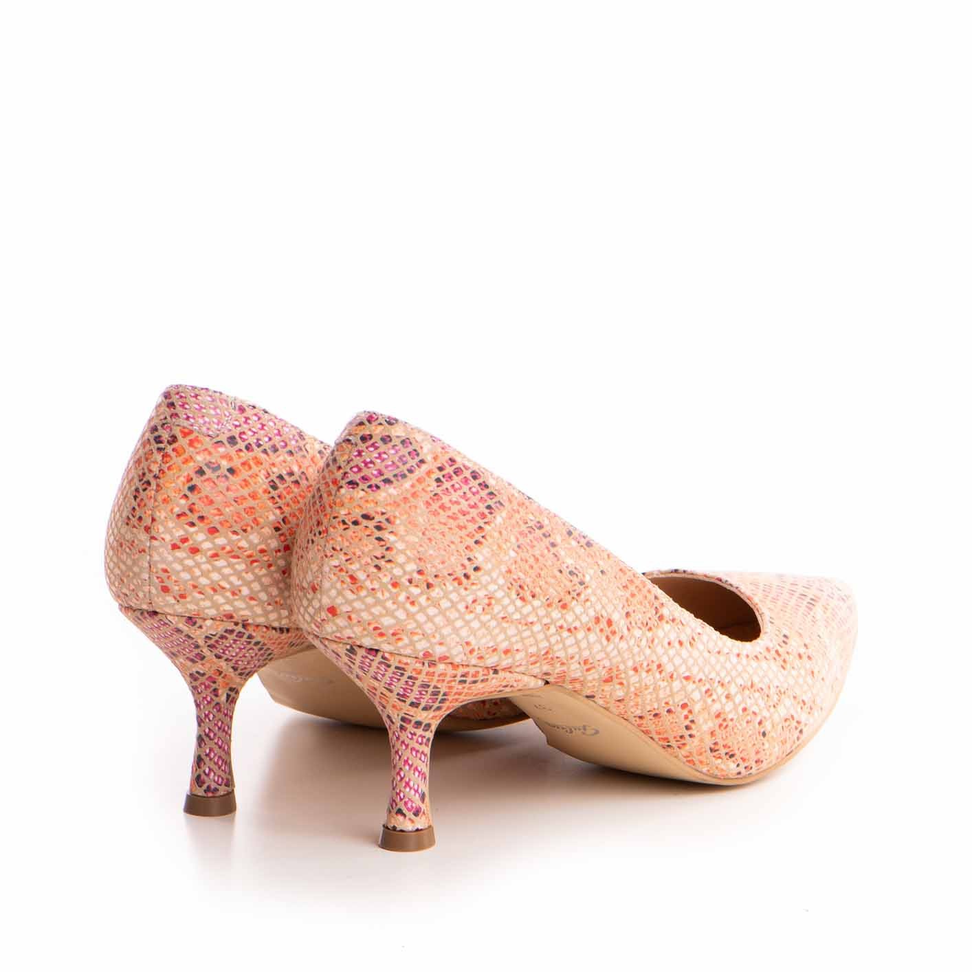 Pantofi dama Guvan model 1414 nappa animal print portocaliu