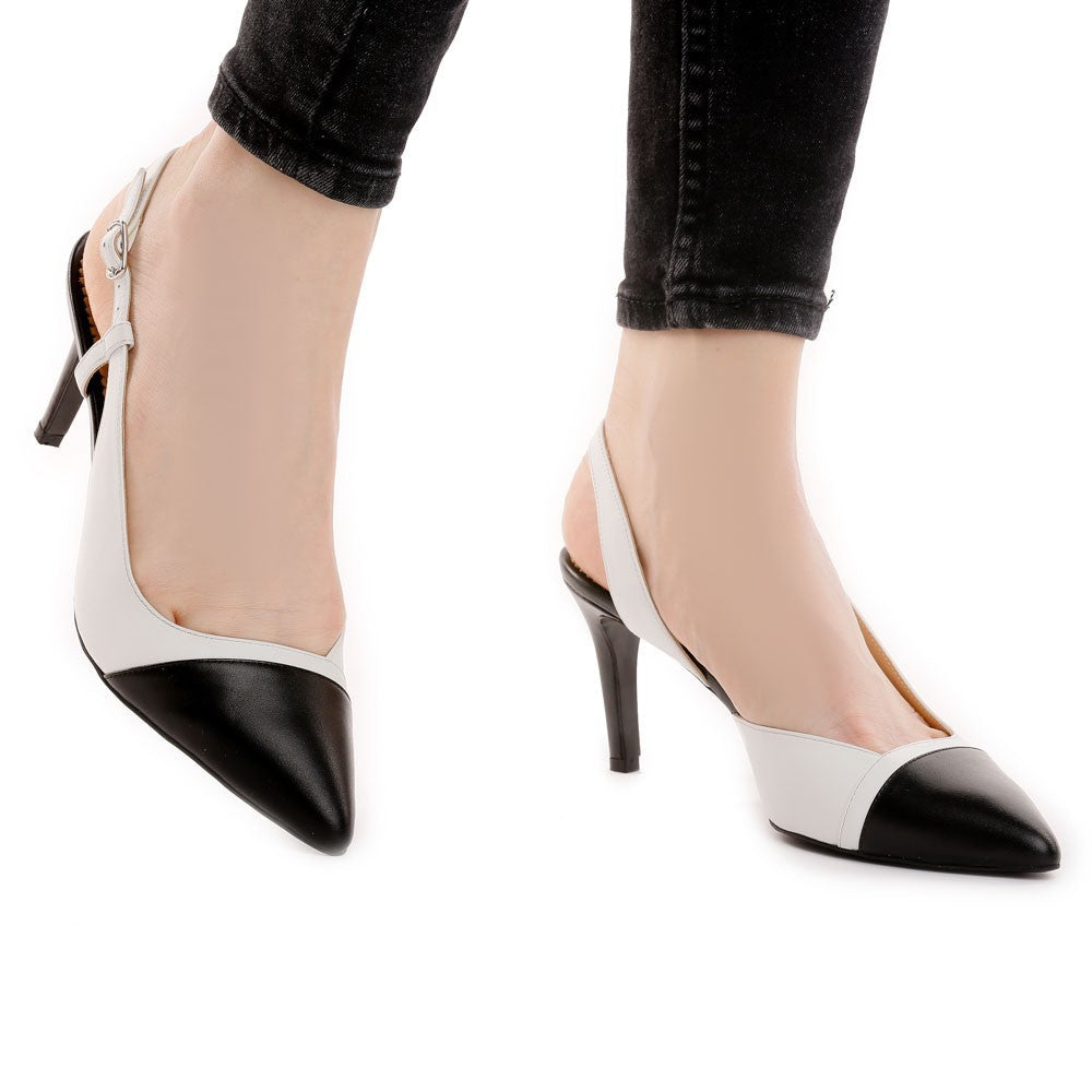 Pantofi dama Guvan model 1326 nappa negru/nappa alb