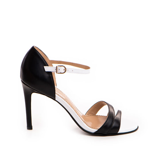 Sandale dama Guvan model 1379 piele nappa negru/nappa alb