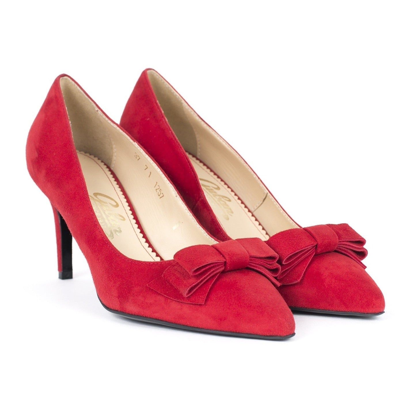Pantofi dama Guvan model 1257 piele velur rosu