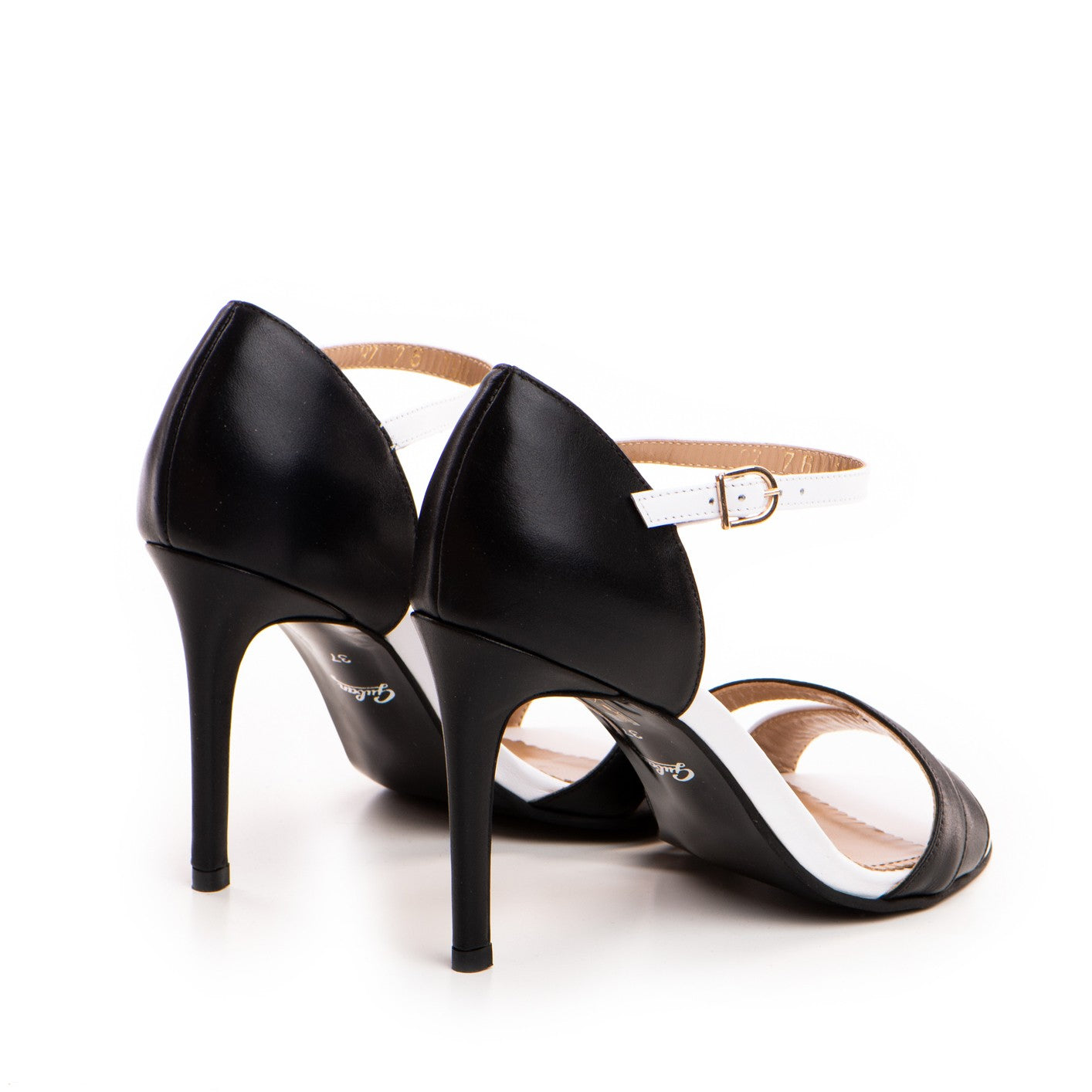 Sandale dama Guvan model 1379 piele nappa negru/nappa alb