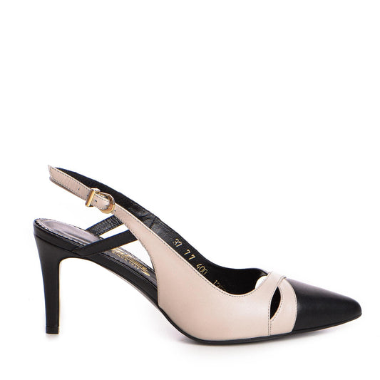 Pantofi dama Guvan model 1393 piele nappa crem/negru