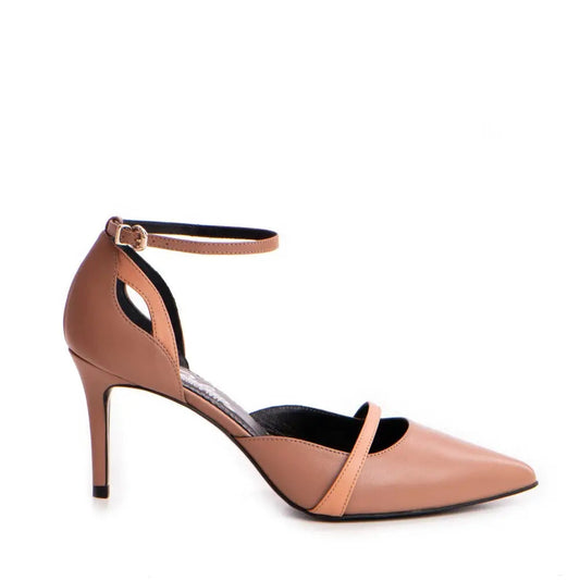 Pantofi dama Guvan model 1555 piele nappa mocha mouse - nappa caramiziu
