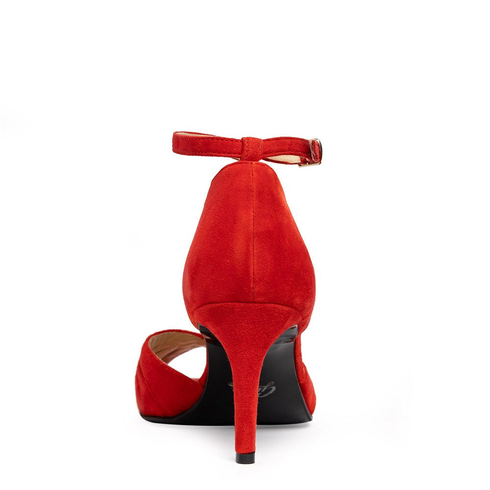Sandale dama Guvan model 1486 piele velur rosu