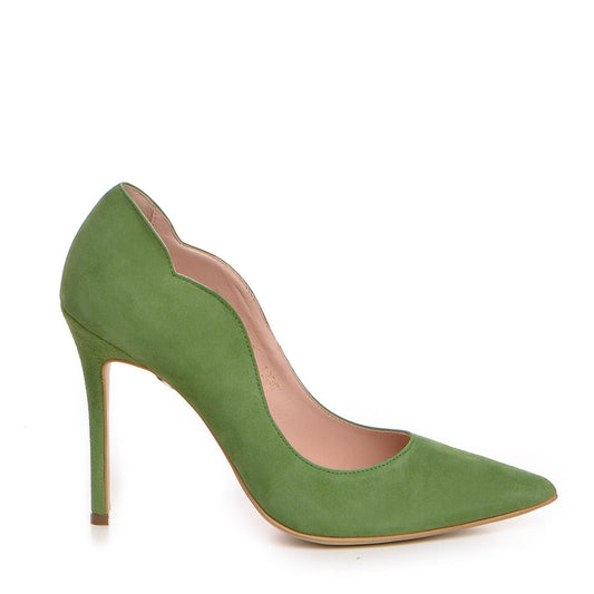 Pantofi dama Guvan model 1250 piele velur verde