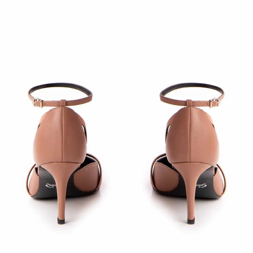 Pantofi dama Guvan model 1555 piele nappa mocha mouse - nappa caramiziu