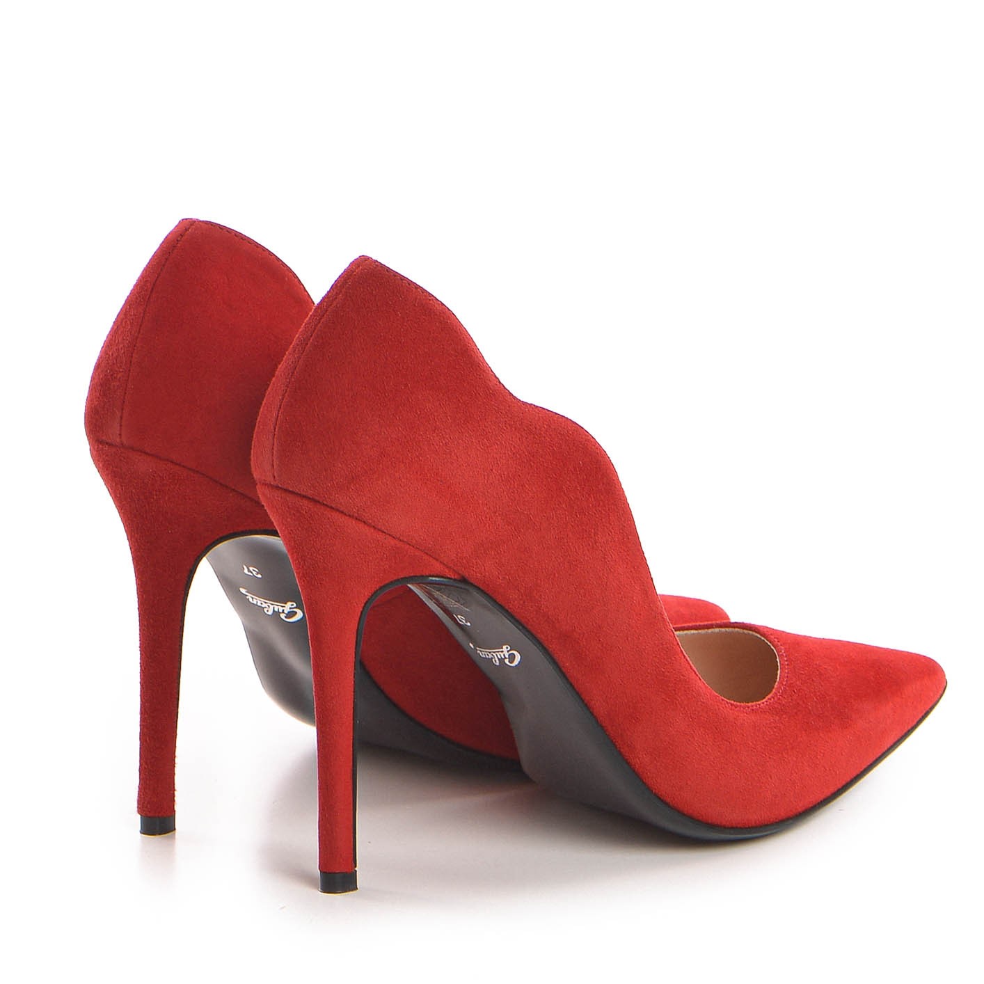 Pantofi dama Guvan model 1250 piele velur rosu
