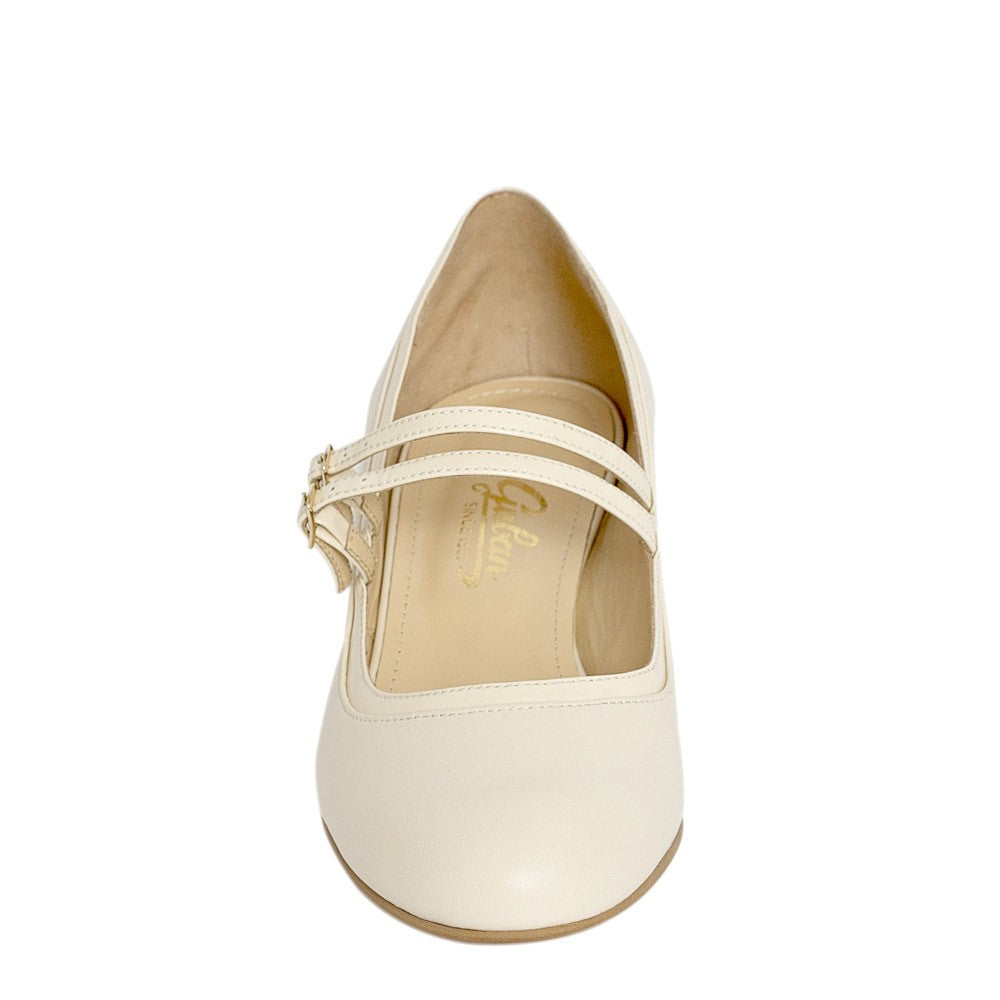 Pantofi dama Guvan model 3643 piele nappa crem/lac crem