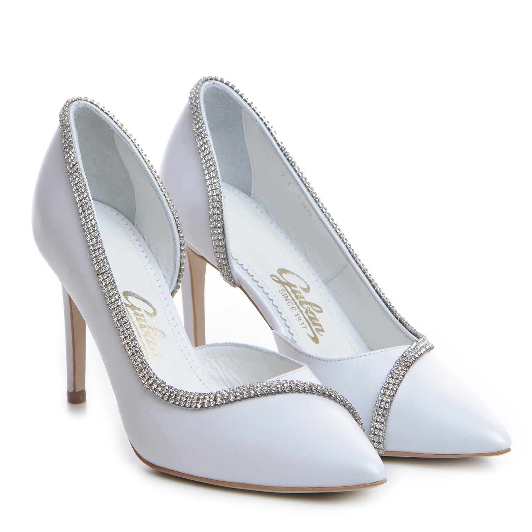 Pantofi mirese Guvan model 1365 nappa alb perlat