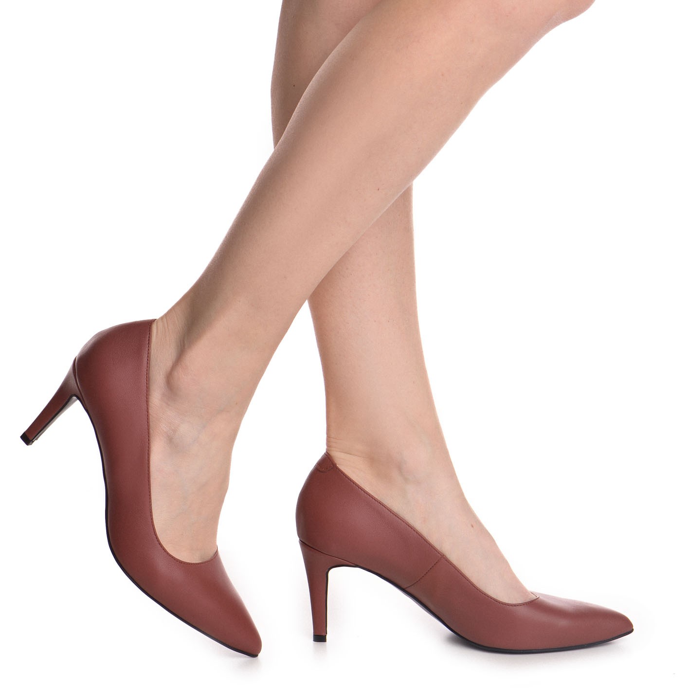 Pantofi dama Guvan model 1218 piele nappa rosewood