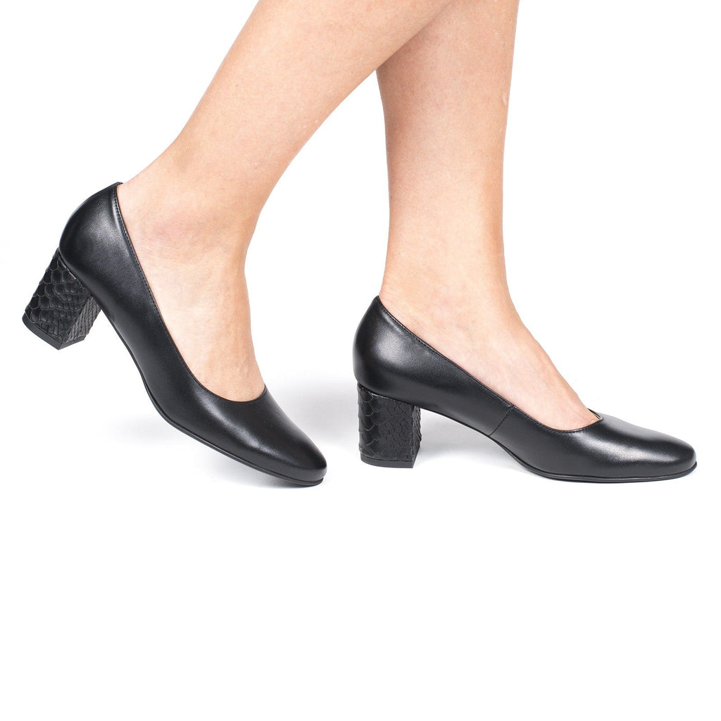 Pantofi dama Guvan model 3475 piele nappa negru/sarpe negru