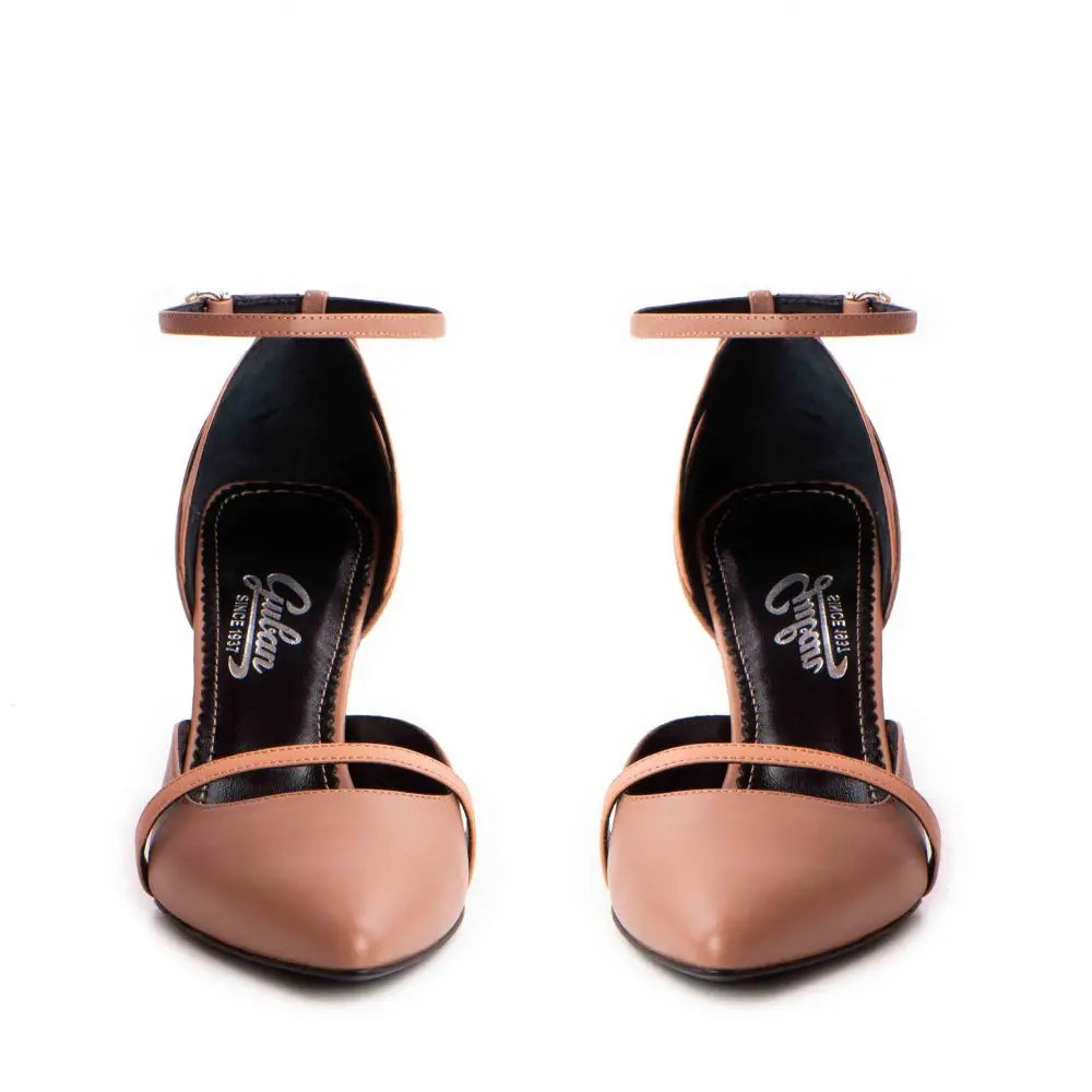 Pantofi dama Guvan model 1555 piele nappa mocha mouse - nappa caramiziu