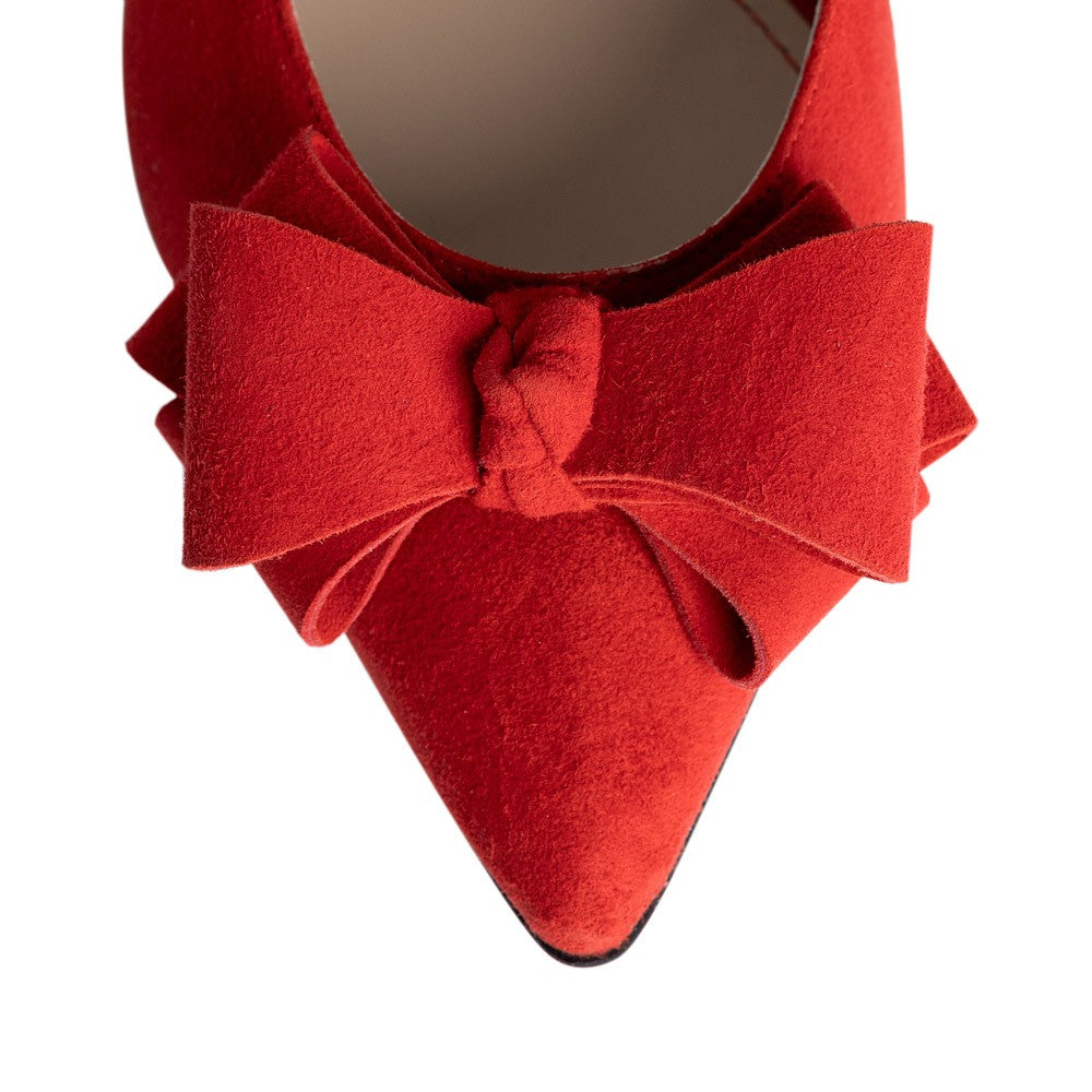 Balerini dama Guvan model 3608 piele velur rosu