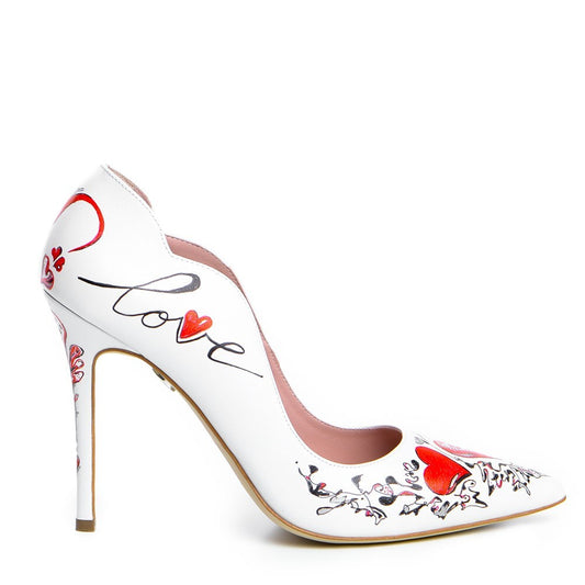 Pantofi dama Guvan model 1250 piele nappa alb "Valentine's Day 2025"